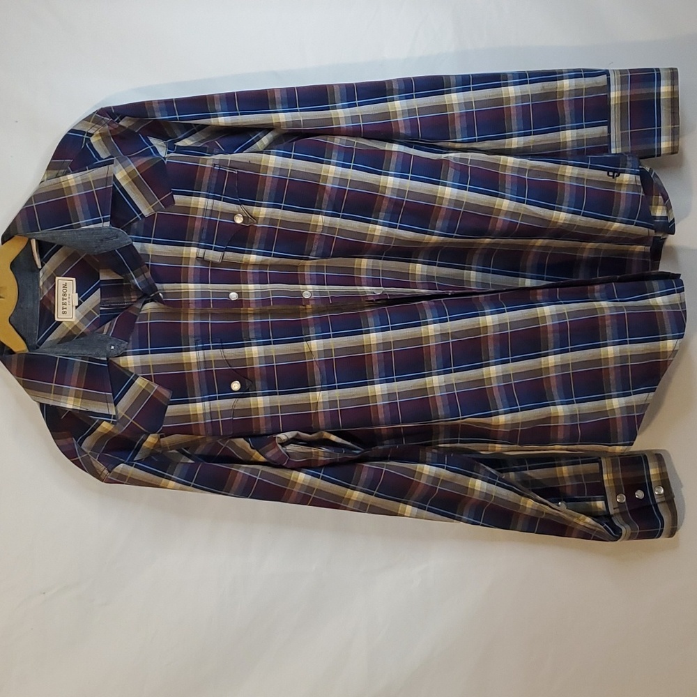 Stetson long sleeve milti color mens size medium dress shirt